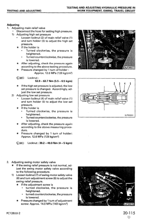 Komatsu Pc128uu-2 Excavator Service Manual