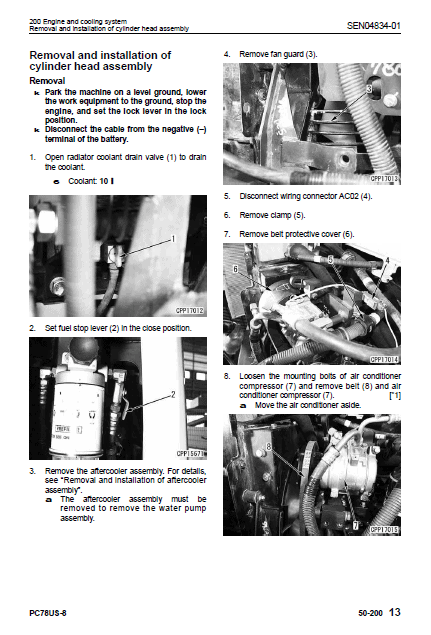 Komatsu Pc78us-8 Excavator Service Manual