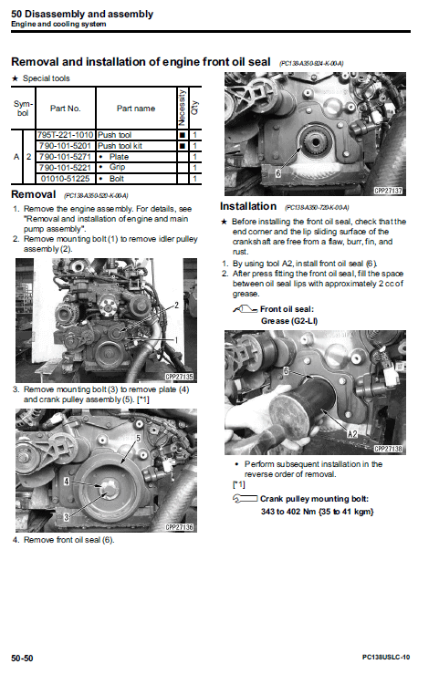 Komatsu Pc138uslc-10 Excavator Service Manual