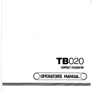 Takeuchi Tb020 Compact Excavator Service Manual