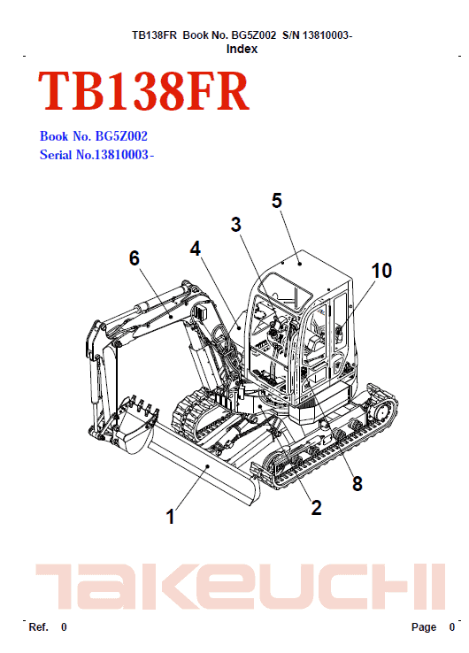 Takeuchi Tb138 Compact Excavator Service Manual