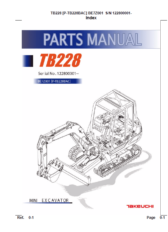 Takeuchi Tb228 Compact Excavator Service Manual