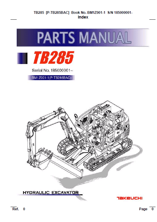 Takeuchi Tb285 Compact Excavator Service Manual