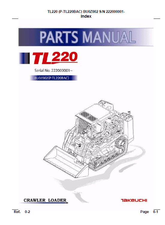 Takeuchi Tl220 Loader Service Manual