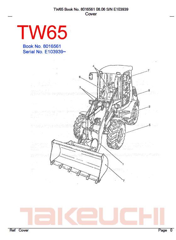 Takeuchi Tw65 Wheel Loader Service Manual