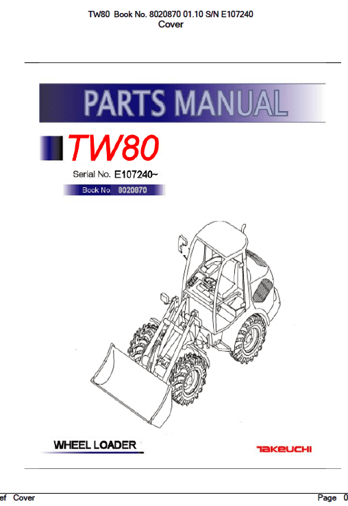 Takeuchi Tw80 Wheel Loader Service Manual