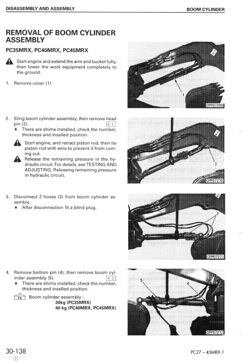 Komatsu Pc27mrx-1, Pc30mrx-1, Pc35mrx-1 Excavator Manual