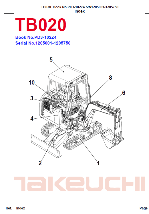 Takeuchi Tb020 Compact Excavator Service Manual