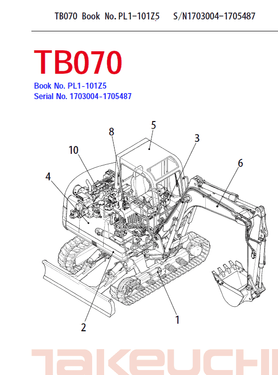 Takeuchi Tb070 And Tb070w Excavator Service Manual