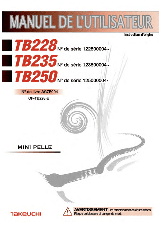 Takeuchi Tb228 Compact Excavator Service Manual