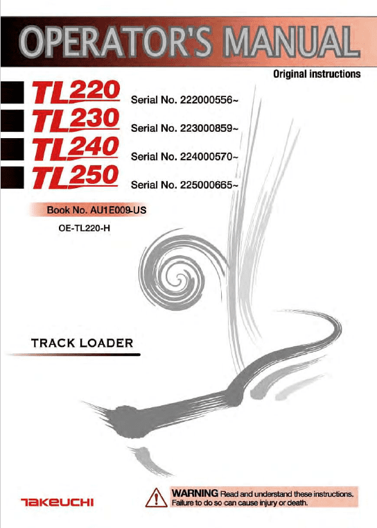 Takeuchi Tl250 Compact Loader Service Manual