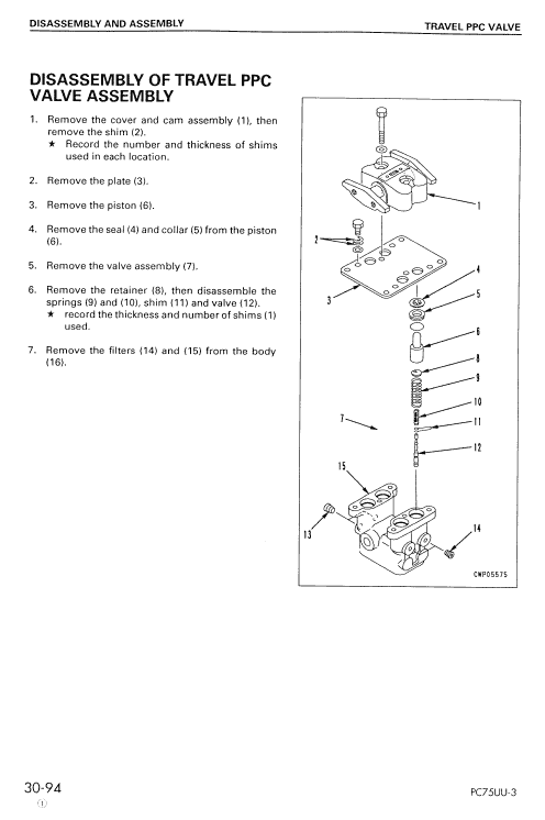 Komatsu Pc75uu-3 Excavator Service Manual