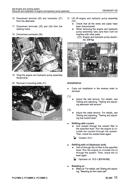 Komatsu Pc27mr-3, Pc30mr-3, Pc35mr-3 Excavator Service Manual