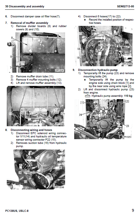 Komatsu Pc138us-8, Pc138uslc-8 Excavator Service Manual