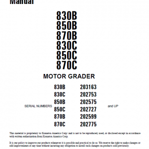 Komatsu 830b, 850b, 870b Motor Grader Service Manual