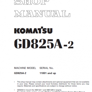 Komatsu Gd825a-2 Motor Grader Service Manual