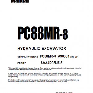 Komatsu Pc88mr-8 Excavator Service Manual