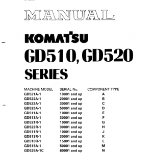 Komatsu Gd511a-1, Gd511r-1, Gd513a-1, Gd513r-1 Grader Manual