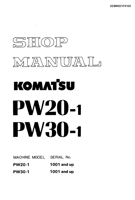 Komatsu Pw20-1 And Pw30-1 Excavator Service Manual