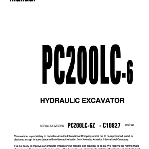 Komatsu Pc200lc-6 Excavator Service Manual