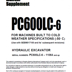 Komatsu Pc600-6, Pc600lc-6 Excavator Service Manual