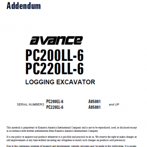 Komatsu Pc200ll-6 Pc220ll-6 Excavator Service Manual