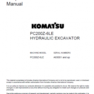 Komatsu Pc200z-6le Excavator Service Manual