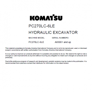 Komatsu Pc270lc-6le Excavator Service Manual