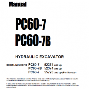 Komatsu Pc60-7 And Pc60-7b Excavator Service Manual