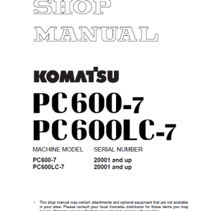 Komatsu Pc600-7 And Pc600lc-7 Excavator Service Manual