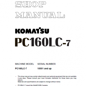 Komatsu Pc160lc-7 Excavator Service Manual