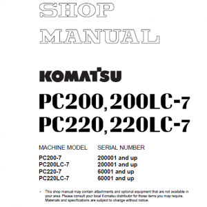 Komatsu Pc220-7, Pc220lc-7 Excavator Service Manual