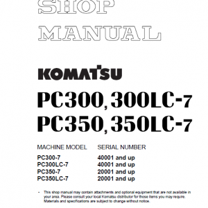 Komatsu Pc300-7, Pc300lc-7, Pc350-7, Pc350lc-7 Excavator Service Manual