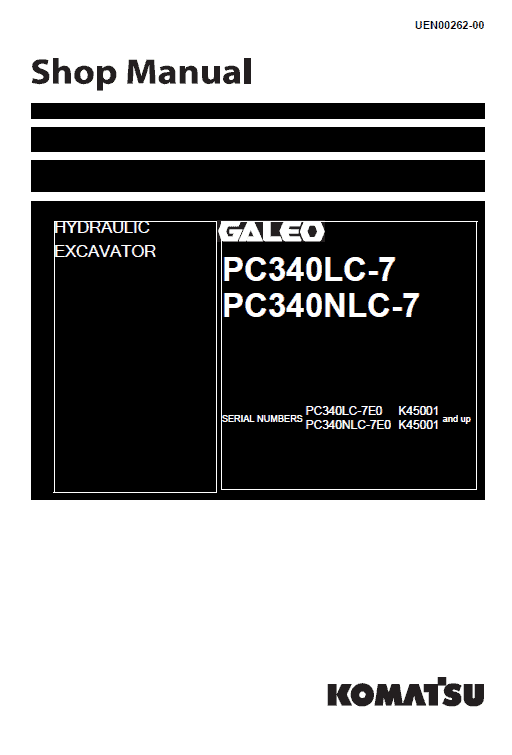 Komatsu Pc340lc-7e0, Pc340nlc-7e0 Excavator Service Manual