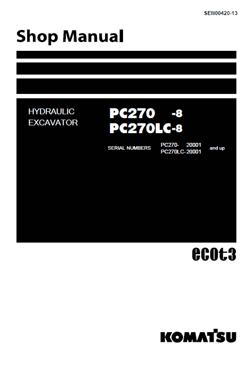 Komatsu Pc350-8, Pc350lc-8, Pc350hd-8 Excavator Service Manual