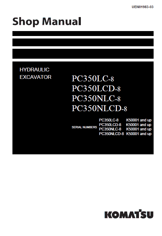 Komatsu Pc400-8, Pc400lc-8 Excavator Service Manual