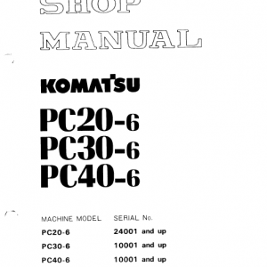 Komatsu Pc20-6, Pc30-6, Pc40-6 Excavator Service Manual