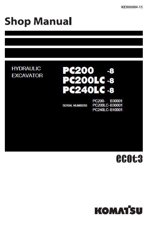 Komatsu Pc200-8, Pc200lc-8, Pc240lc-8 Excavator Service Manual