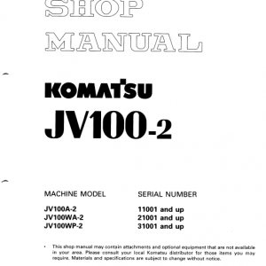 Komatsu Jv100a-2, Jv100wa-2, Jv100wp-2 Drum Rollers Manual