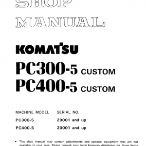 Komatsu Pc300-5, Pc300lc-5, Pc300hd-5 Excavator Service Manual