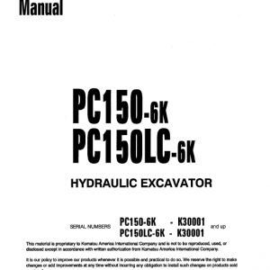 Komatsu Pc150-6k, Pc150lc-6k Excavator Service Manual