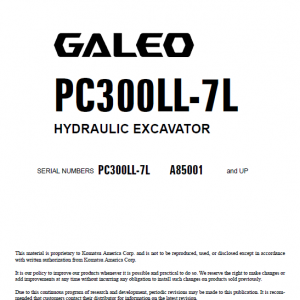 Komatsu Galeo Pc300ll-7l Excavator Service Manual