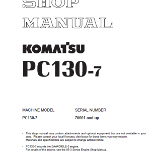 Komatsu Pc130-7 Excavator Service Manual