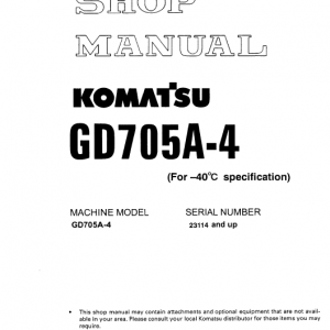 Komatsu Gd705a-4, Gd705r-4 Motor Grader Service Manual