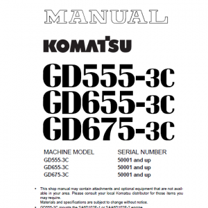 Komatsu Gd555-3c, Gd655-3c, Gd675-3c Grader Service Manual