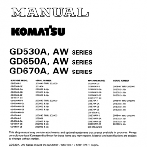 Komatsu Gd530a, Gd650a, Gd670a Series Motor Grader Manual