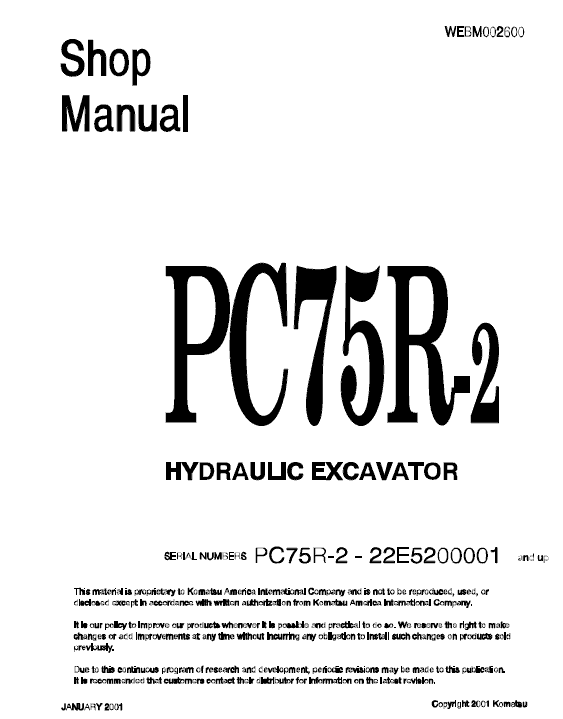 Komatsu Pc75r-2 Excavator Service Manual