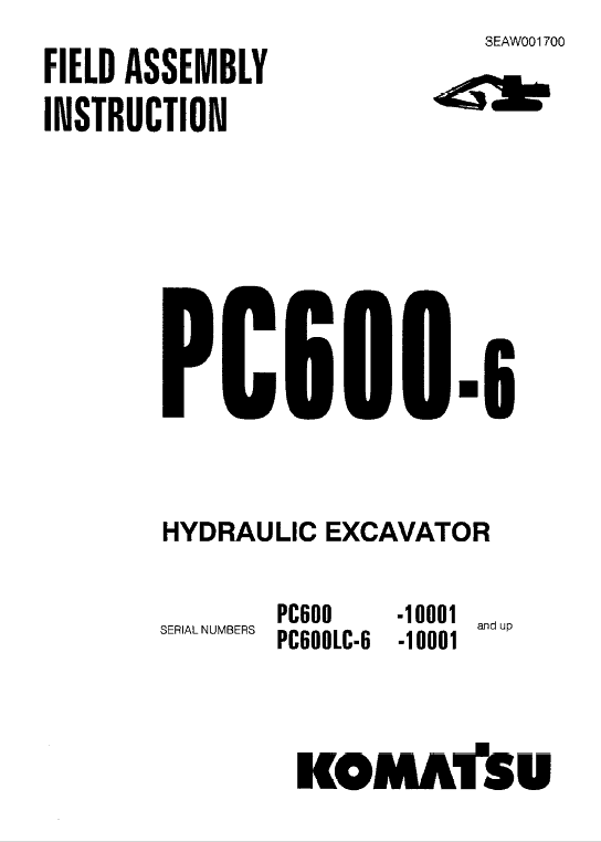 Komatsu Pc600-6, Pc600lc-6 Excavator Service Manual