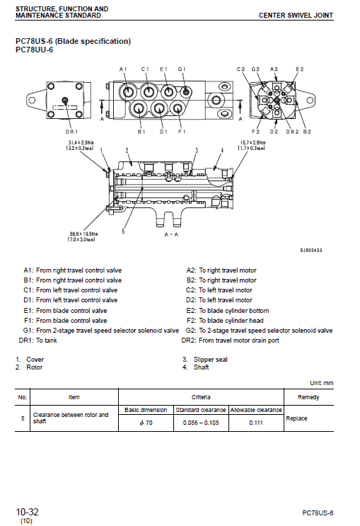 Komatsu Pc78uu-6, Pc78us-6 Excavator Service Manual