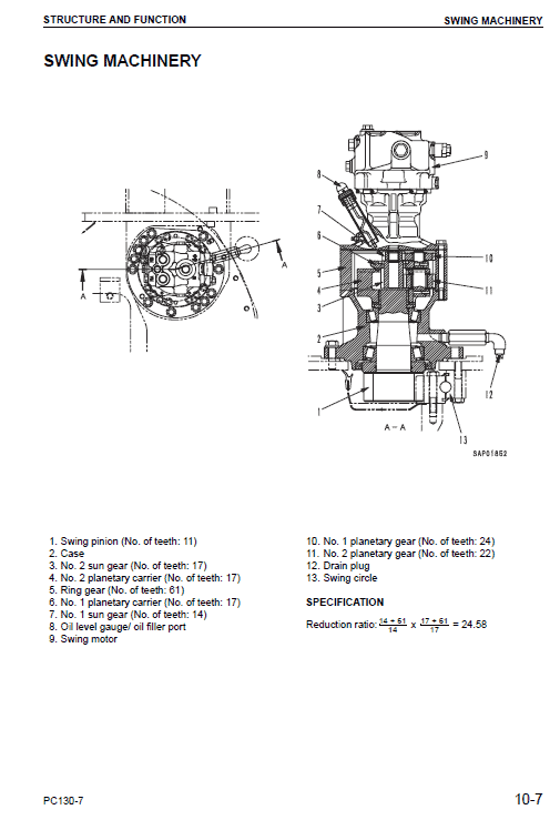 Komatsu Pc130-7 Excavator Service Manual